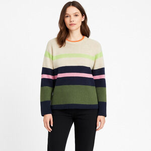 Me+Em Striped Wool And Cashmere-Blend Sweater - Size Small